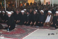 (١٤١) سماحة المتولي الشرعي للعتبة الحسينية المقدسة الشيخ عبد المهدي الكربلائي يؤم المصلين في موقع المشروع التبليغي للحوزة العلمية في زيارة الأربعين