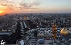 (٢١٩) منظر لغروب الشمس على زائرين المولى أبي عبد الله الحسين عليه السلام ليلة الأربعين